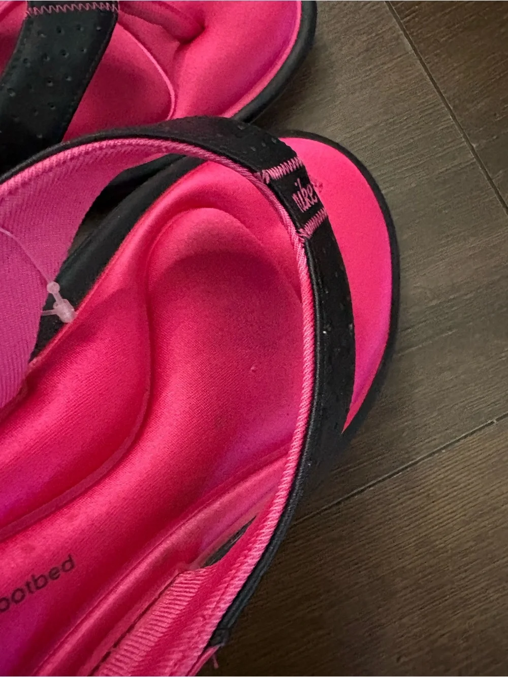 Nike Comfort Footbed Women's 11 Thong Sandals Flip Flops Black & Pink